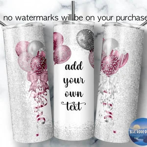 Birthday Silver Mauve Balloons Drink Tumbler