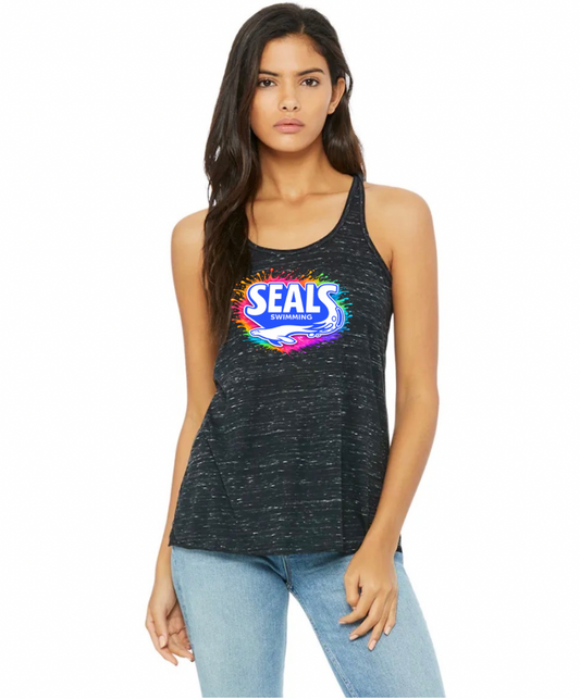Bella Canvas Women's Flowy Racerback Tank Black Marble