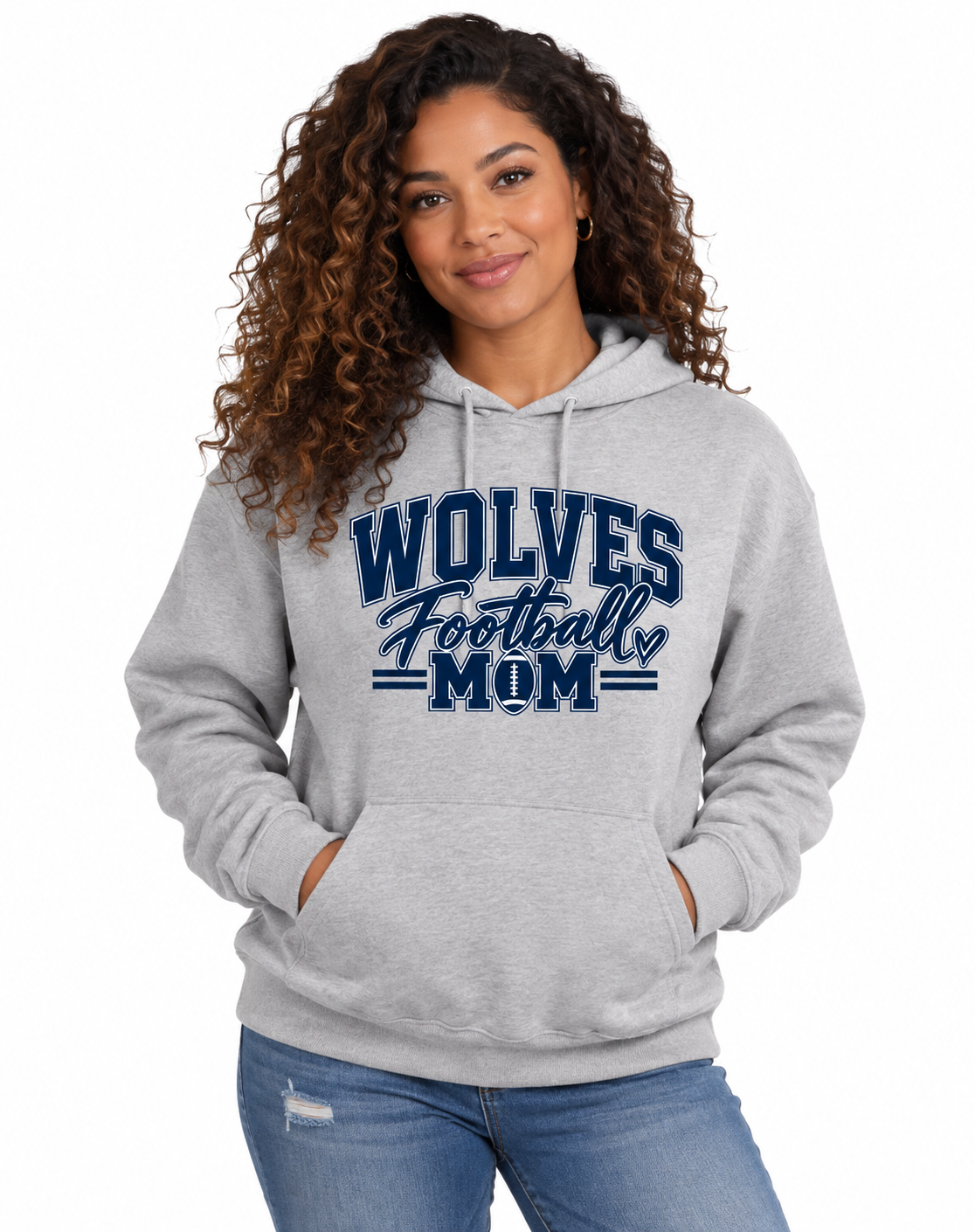 Lake Ridge Wolves Football Mom Unisex Nublend Fleece Pullover Hoodie Athletic Heather