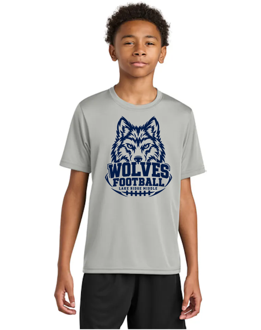 Lake Ridge Wolves Football Youth Performance Tee Silver