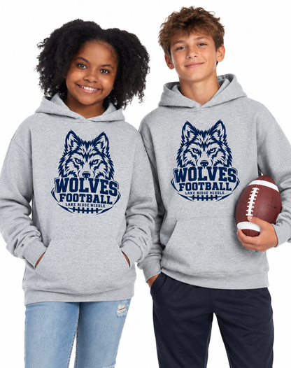 Lake Ridge Wolves Football Youth Nublend Fleece Pullover Hoodie Athletic Heather