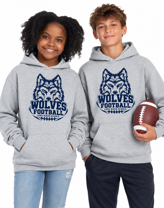 Lake Ridge Wolves Football Youth Nublend Fleece Pullover Hoodie Athletic Heather