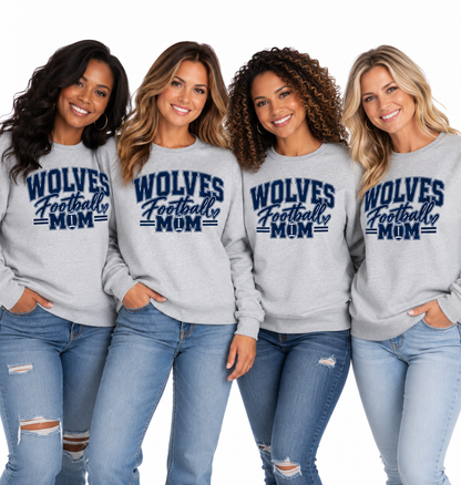 Lake Ridge Wolves Football Mom Jerzees Unisex Nublend Fleece Crew Athletic Grey