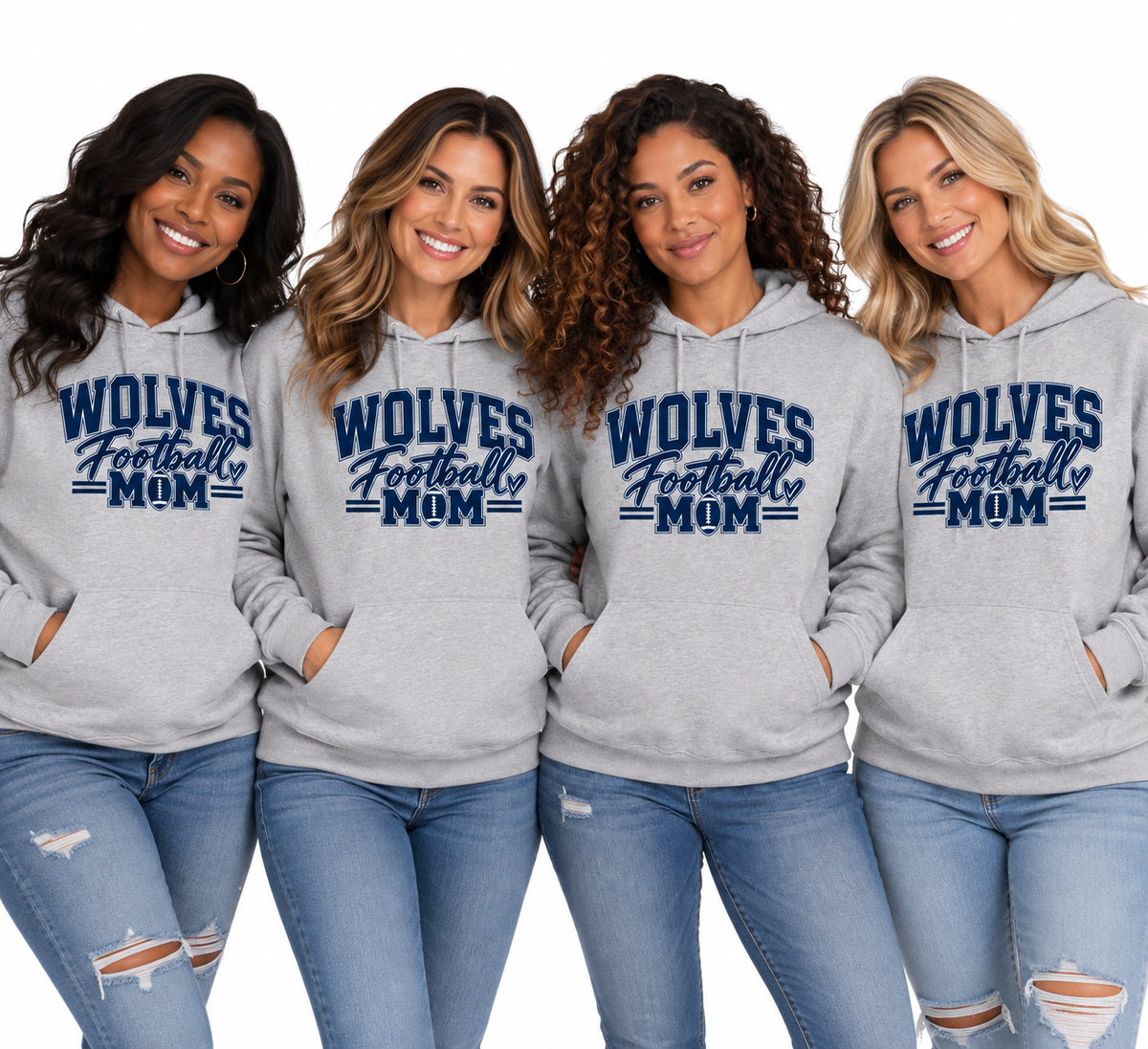 Lake Ridge Wolves Football Mom Unisex Nublend Fleece Pullover Hoodie Athletic Heather