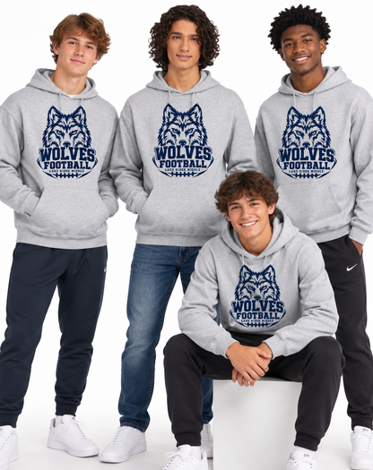 Lake Ridge Wolves Football Unisex Nublend Fleece Pullover Hoodie Athletic Heather