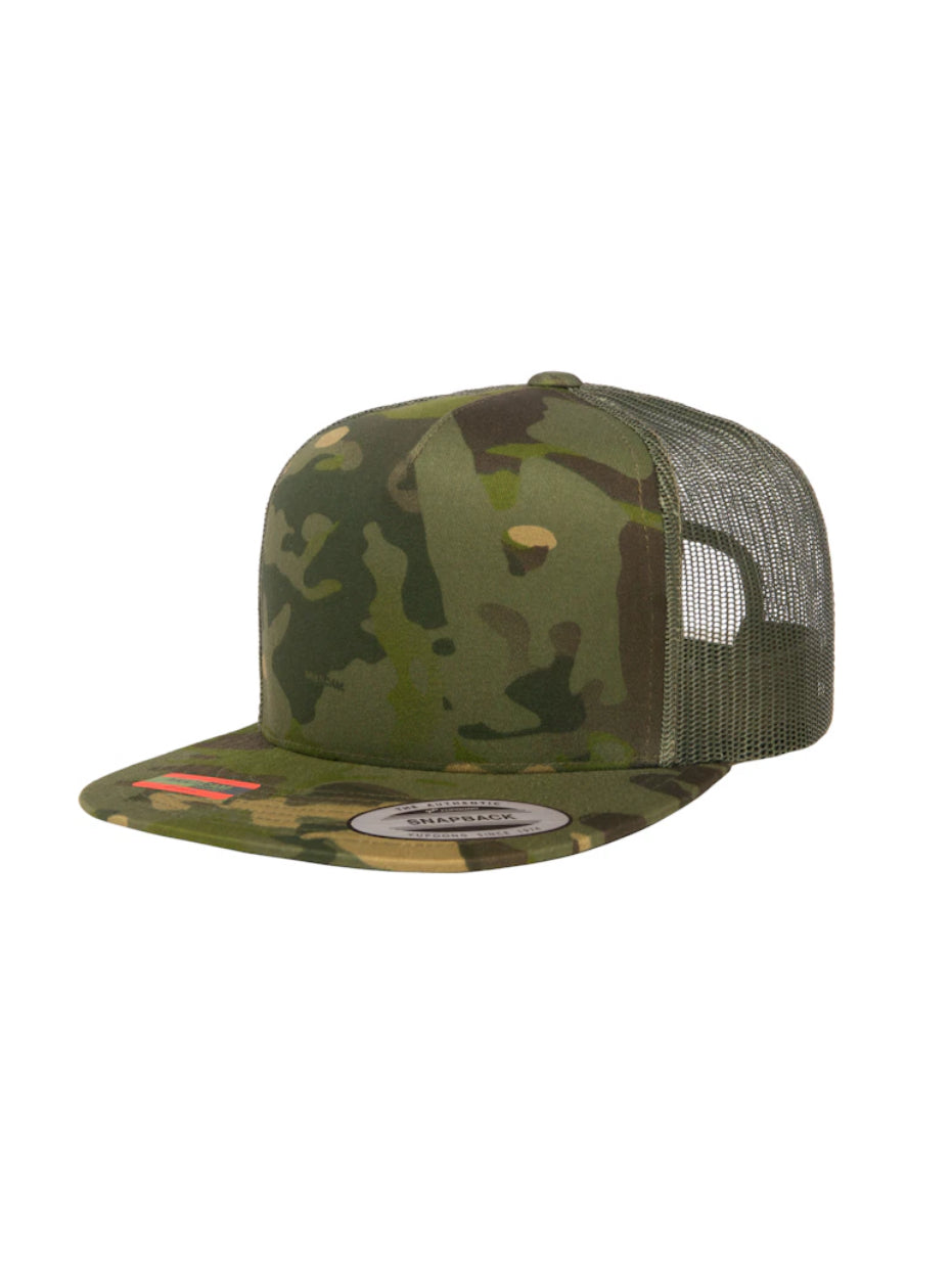 Seal's Unisex 5-Panel Flat Bill Trucker Cap - Multicam Tropic / Green