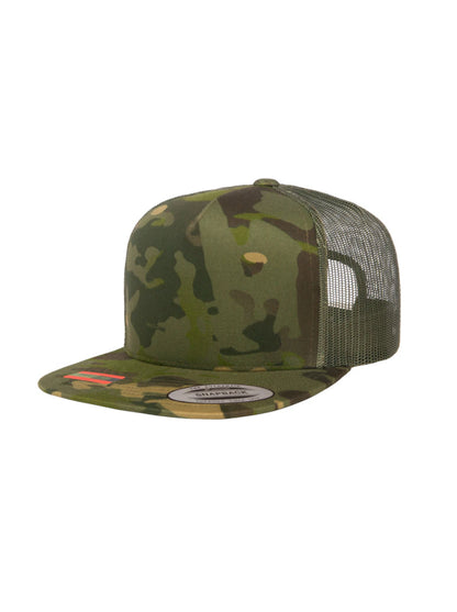 Seal's Unisex 5-Panel Flat Bill Trucker Cap - Multicam Tropic / Green