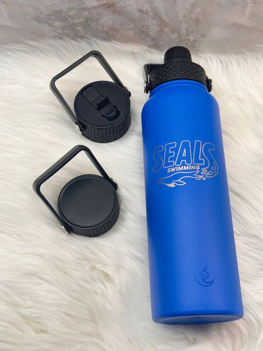Seals Team Laser Engraved 40oz Water Bottle w/3 Lids in Sapphire