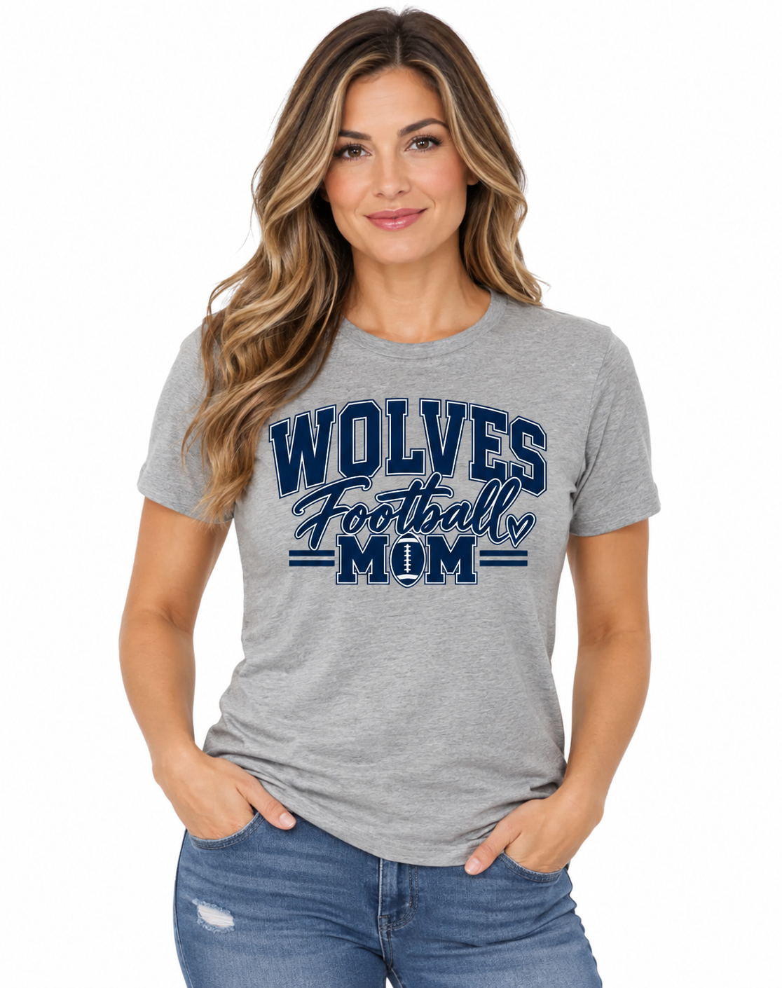 Lake Ridge Wolves Football Mom Unisex Jersey T-Shirt Athletic Heather