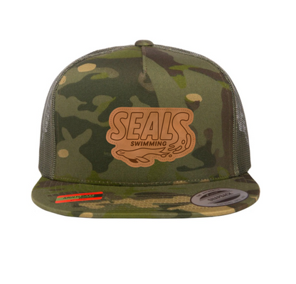 Seal's Unisex 5-Panel Flat Bill Trucker Cap - Multicam Tropic / Green
