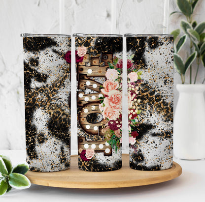 Valentine's Day Love Rustic Leopard Drink Tumbler