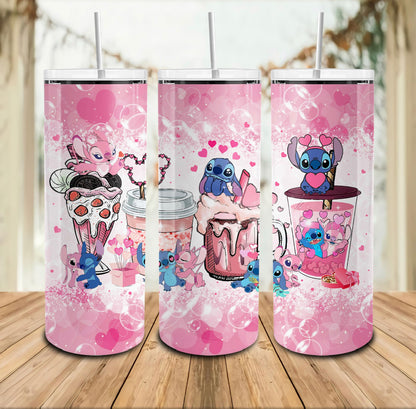 Valentine's Day Pink Stitch Drink Tumbler